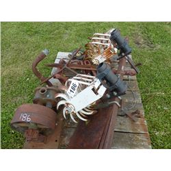 PALLET WITH ROTOTILLER, STEEL, ENGINE, ETC