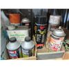 Image 2 : CONTENTS OF 2 SHELVES INCLUDING BRAKE FLUID, DEGREASER, FUNNELS, SAND PAPER, ETC