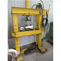 HEAVY DUTY HYDRAULIC SHOP PRESS C/W ATTACHMENTS (APPROX 50 TON) (WORKING)