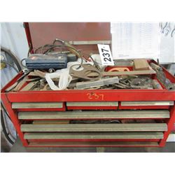 SPECIALIST RED TOOLBOX & CONTENTS (RYOBI DRILL BITS, SOCKETS, PUNCHES, SCREWDRIVERS, ETC)