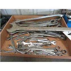 BOX WITH APPROX. 30 ASSORTED COMBINATION WRENCHES (GRAY, PROTO, ETC)