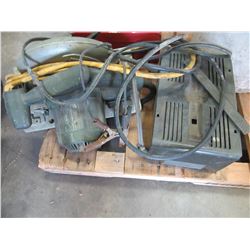 BATTERY CHARGER, CIRCULAR SAW & PAIL OF STRAPS/TIE DOWNS