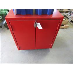 2 DOOR RED ROLLING STORAGE CABINET