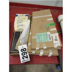 BOX WITH TRACTOR DECALS, STICKERS, ETC