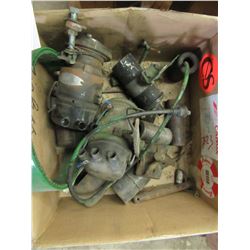 2 BOXES WITH HOOD LIGHTS, TRACTOR PARTS, ETC