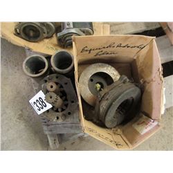 4 BOXES WITH JD PARTS, CARB KIT, BRAKE PADS, WATER TEMP GAUGE, CLUTCH SPRING, OILERS, ETC