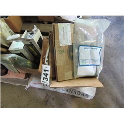 3 BOXES WITH JOHN DEERE WIND SOCK, JOHN DEERE DECALS, FILTERS, ETC