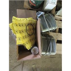 6 BOXES WITH WIRE, SEALS, 2 HEATERS, NAILS, ELECT CONNECTORS, O-RINGS, FACE SHIELDS, ETC