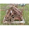 Image 1 : PALLET WITH STEEL TRACTOR SEATS, SHIFTERS, LINKAGE BARS, SPRINGS, CULTIVATOR SHOVELS, ETC