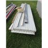 Image 1 : PALLET WITH OVERHEAD DOOR PANELS (5), PLYWOOD, METAL SIDING, SCREWS, ETC