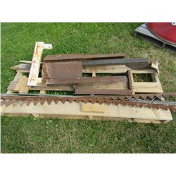 PALLET WITH REDDY ROD, SICKLE BLADES, BALE SPEAR, SCRAP STEEL, ETC