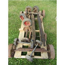 PALLET WITH AXLES, STEEL WHEELS, ETC