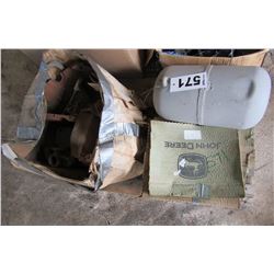 2 BOXES TRACTOR PARTS, JOHN DEERE GASKETS, TANK, ETC