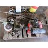 Image 2 : PALLET WITH MODEL S MOTOR, SHACKLES, PRY BAR, STEEL, ETC