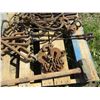 Image 2 : PALLET WITH SLEDGE HAMMER, BOOMERS, HOOKS, WRENCHES, MUFFLERS FOR RUSTON HORNSBY ENGINES, ETC