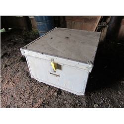 SQUARE METAL STORAGE BIN WITH LID (APPROX. 41" X 36" X 22"H)