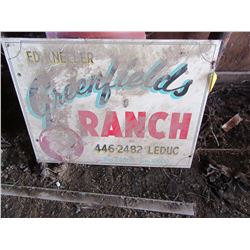 WOOD "GREENFIELDS" SIGN