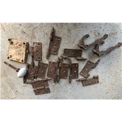 LOT OF ANTIQUE DOOR HINGES & HOOKS