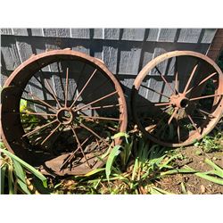 LOT OF 2 STEEL WAGON WHEELS