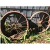 Image 1 : LOT OF 2 STEEL WAGON WHEELS