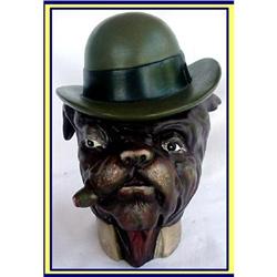 SIGNED BULLDOG SMOKING CIGAR HUMIDOR  #1080094