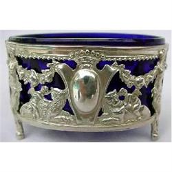 19C FRENCH ST SILVER OPEN SALT COBALT LINER #1080100