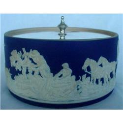 JASPERWARE BUTTER CHEESE DISH HUNT DOGS HORSE #1080112