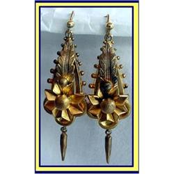 VICTORIAN ORIGINAL GOLD FILLED EARRINGS SWING #1080128