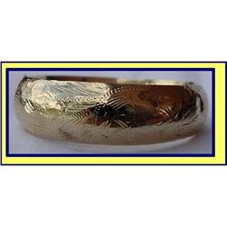 LADIES BANGLE BRACELET 14K ENGRAVED GOLD 19C #1080131