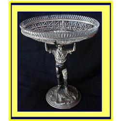 AMERICAN FIGURE SLAVE SILVER P w CUT GLASS BOWL#1080140