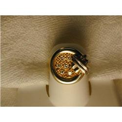 Rare Estate 14K YG Gold Pave Diamond Disc Ring #1090069