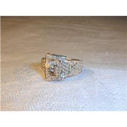 Estate 14K WG Gold Diamond Buckle Ring Band #1090092