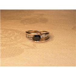 Estate 14K WG Sapphire Channel Diamond Band  #1090102