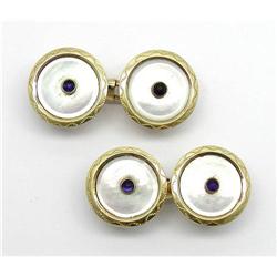 1930s 14Kt. Cufflinks, Mother of #1090377