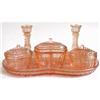 Image 1 : Pink Depression Glass Art Deco Vanity Set #1096328