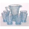 Image 1 : Art Deco Ice Blue  Glass Pitcher Tumbler Set #1096374