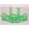Image 1 : Green Depression Glass 9 Pc. Vanity Set #1096377