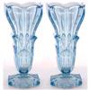 Image 1 : Crocus Blossom Ice Blue Depression Glass Vases #1096396