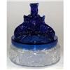 Image 1 : MY PET Cobalt Blue Glass and Crystal Powder Jar#1104970