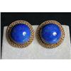 Image 1 : Estate Italian Hallmarked Lapis Gold Earrings  #1105374