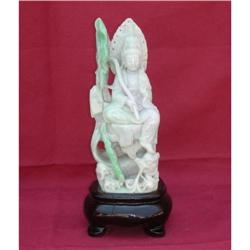 White Jade Kwan Yin  Sitting on a Kirin  #1105509