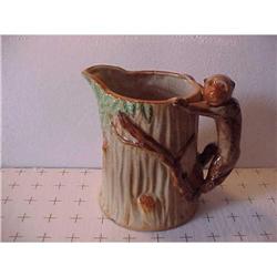 Majolica Milk Pitcher with Monkey handle #1105527