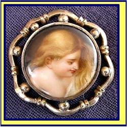 BEAUTIFUL LADY HP MINIATURE PORTRAIT PORCELIN #1105551