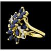 Image 2 : 14KT Yellow Gold Ladies 1.50 ctw Sapphire and Diamond Waterfall Ring