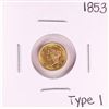 Image 1 : 1853 Type 1 $1 Liberty Head Gold Dollar Coin