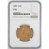 Image 1 : 1857 $10 Liberty Head Eagle Gold Coin NGC F12