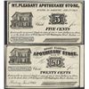 Image 1 : Lot of 1863 Five & Twenty Cents Mount Pleasant, MA Apothecary Store Obsolete Bank Notes