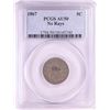 Image 1 : 1867 No Rays Shield Nickel Coin PCGS AU50