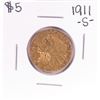 Image 1 : 1911-S $5 Indian Head Half Eagle Gold Coin