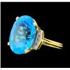 Image 2 : 14KT Yellow Gold Ladies 15.80 ctw Blue Topaz and Diamond Ring